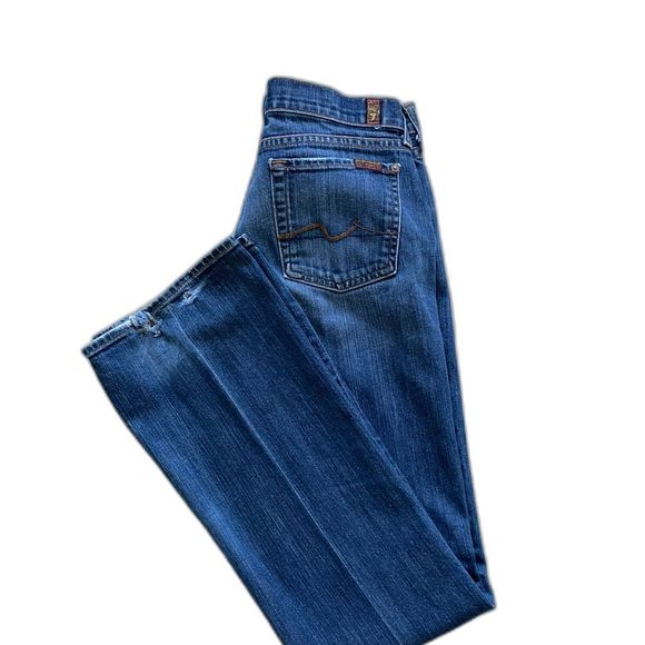 Women's 7 For All Mankind Bootcut Medium Wash Blue Jeans Size 29 - Picture 4 of 12